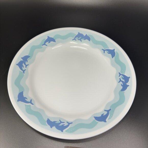 Corelle Dinnerware Blue Dolphins Ocean Dance Plate Dish 8in Wide Plates Set 3 - Picture 10 of 14